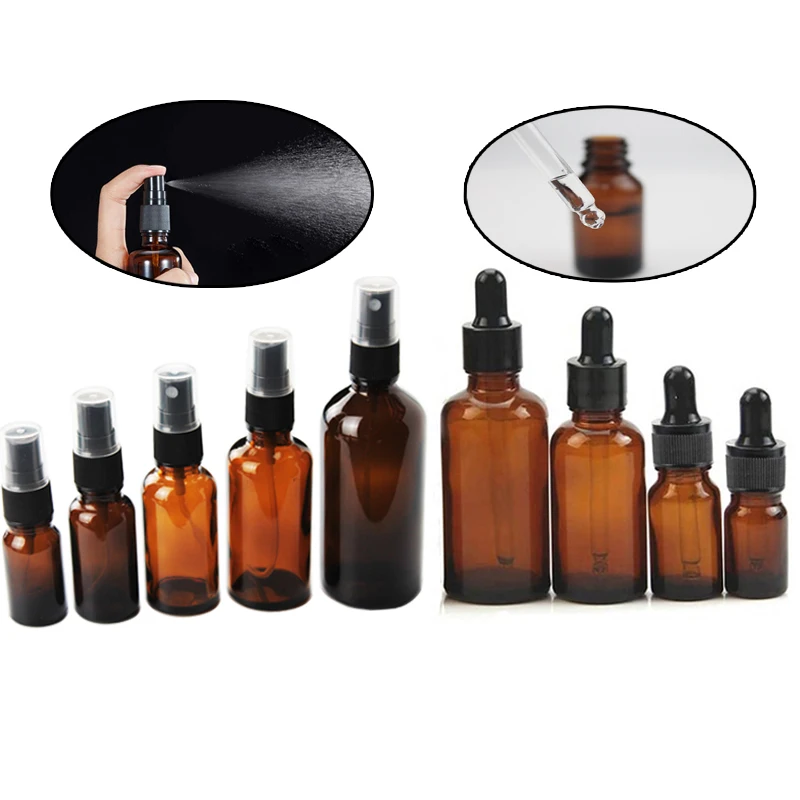 

18pcs 10ml-100ml Refillable Sprayer/Drop Bottles Empty Atomizer Makeup Spray Bottle Perfume Glass for Essential oil Aromatherapy