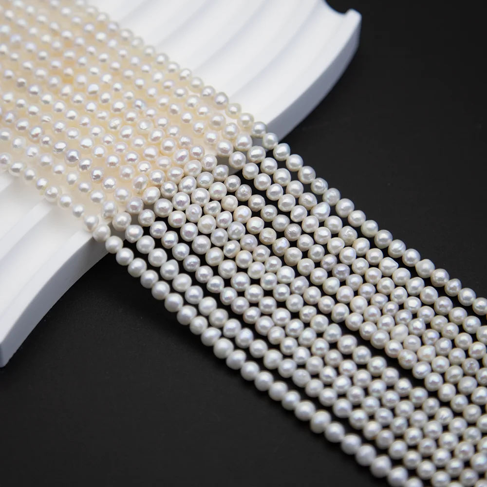 

4-5mm Round White Natural Freshwater Pearl Loose Bead for Jewelry Making Women's Necklace Bracelet Earrings Valentine's Day Gift