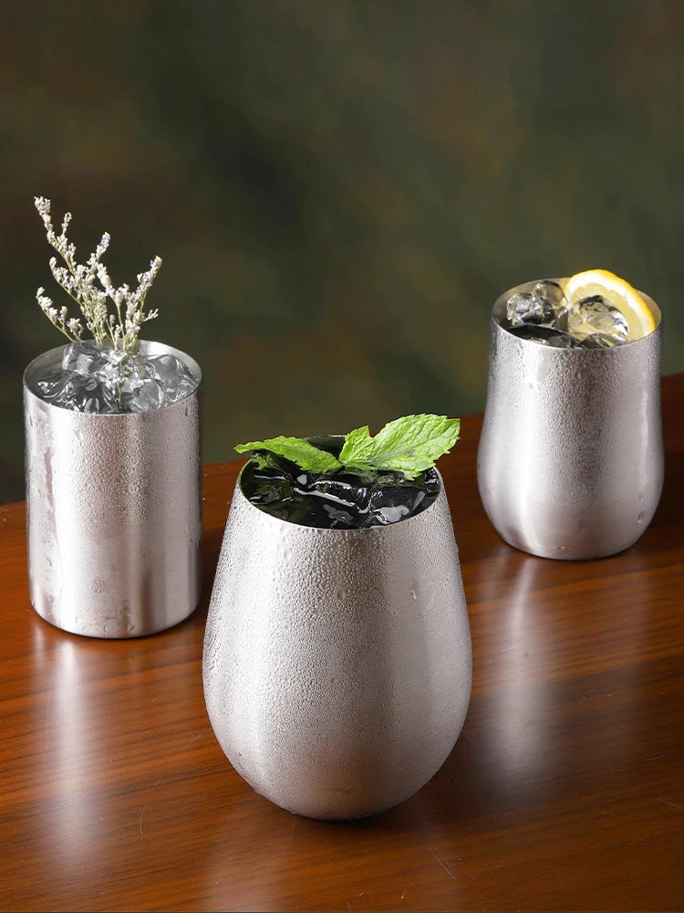 Stainless Steel Egg-Shaped Beer Mug, Big Mouth Cup, Whiskey Bar, Cocktail Glass, Home Drinkware