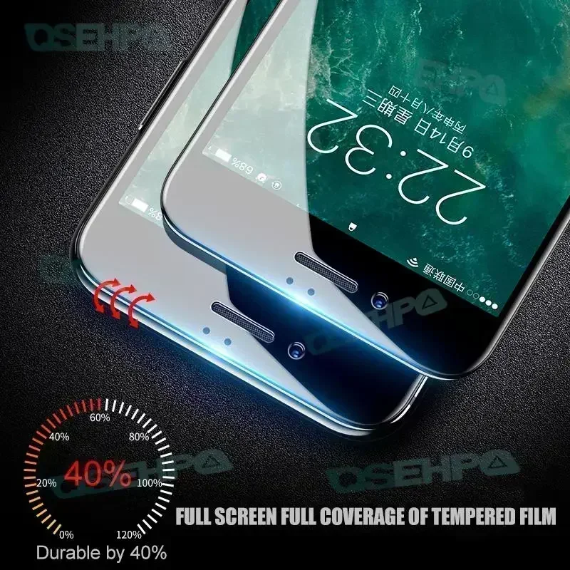 Apple iPhone用強化ガラススクリーンプロテクター,7, 8, 6, 6s plus, 5, 5s, 5c, se 2020, 2022, se2, se3用の完全保護フィルム