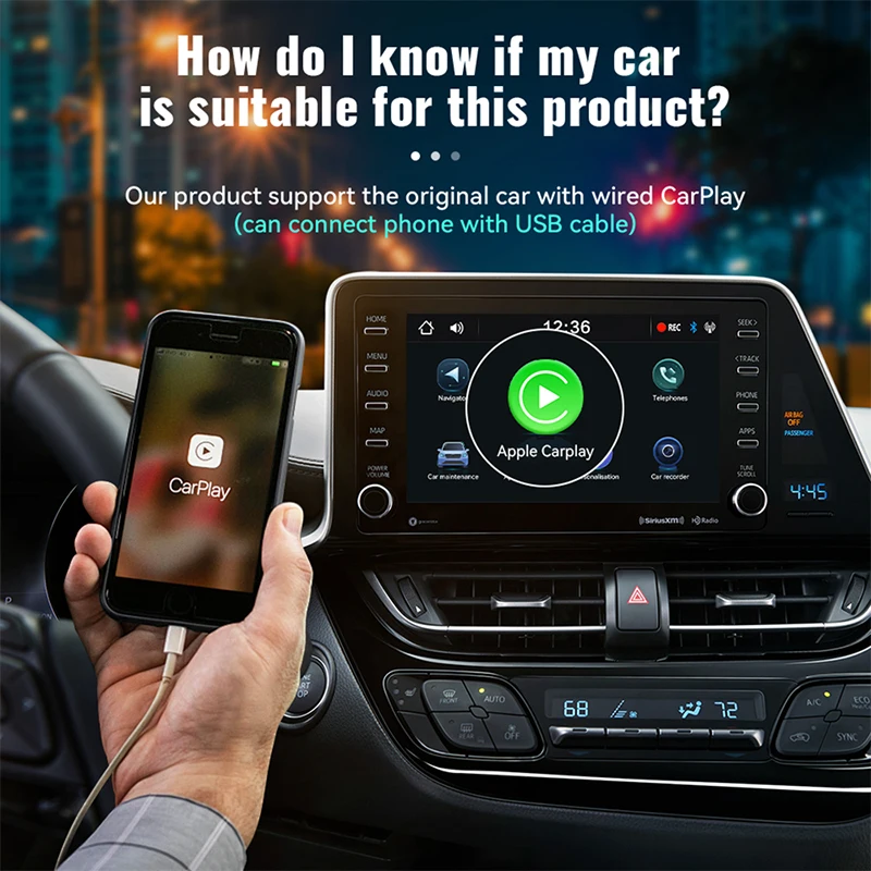 Android14 Wireless CarPlay and Android Auto 3in1 New Smart Ai Box Plug and Play 4 Cores 2GB+16GB/4GB+64GB Stable Transmission