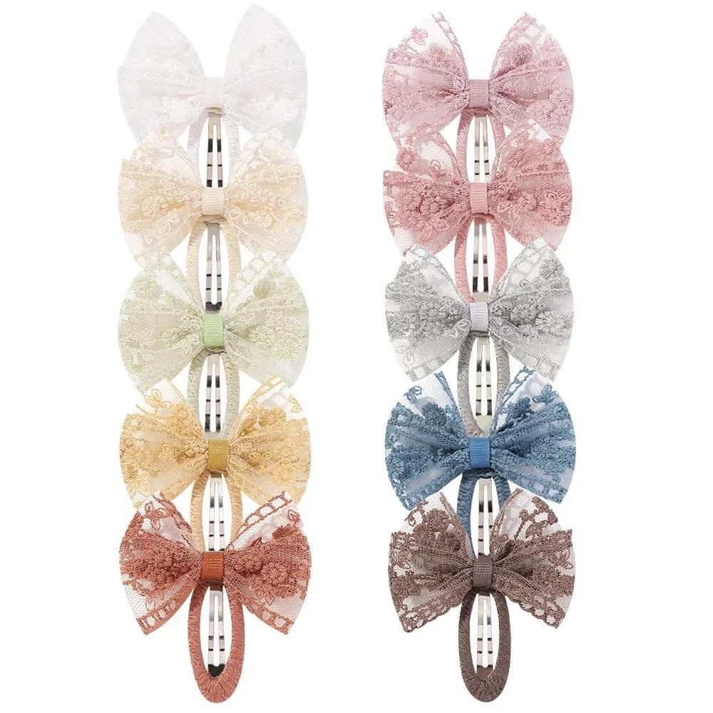 10 Teile/satz Zufällige Farbe Süße Reizende Mädchen Tuch Spitze Bogen Haarnadel Weibliche Haar Clips Baby Haar Zubehör Barrettes Geschenk