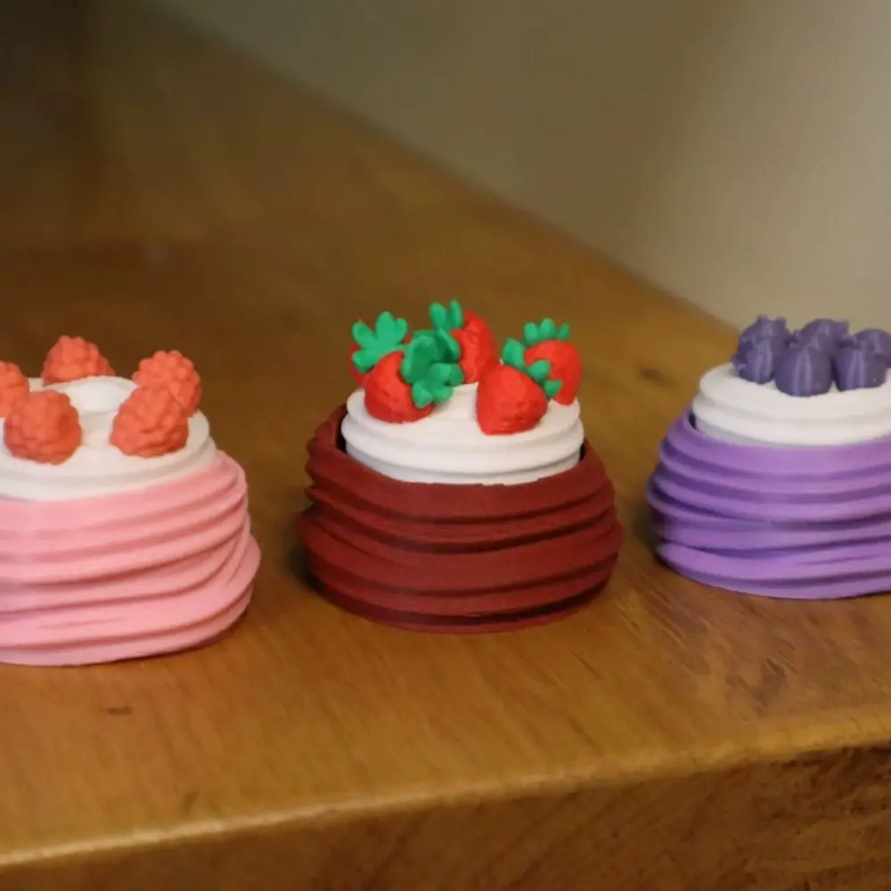 Pendant Button 3D Printed Clicker Key chain Push Button Simulated Cake Clicker Fidget Cartoon Cute Funny Keyboard Fidget Kids