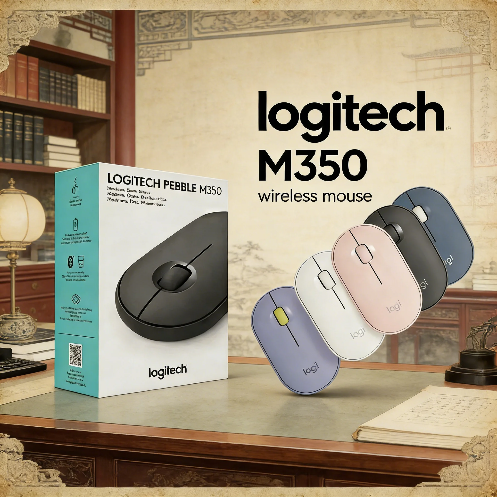 M350 POP Silent Click Wireless Mouse Ultra-Slim 77g Bluetooth & 2.4GHz Connectivity 18-Month Battery for PC Mac Laptop