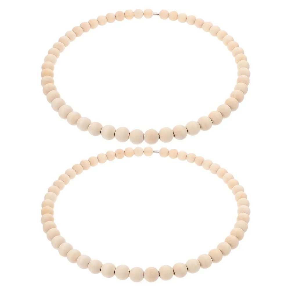 

2Pcs Wood Bead Wreath Decorative Dream Catcher 30Cm DIY Rustic Natural Beaded Ring for Home Wedding Party Seasonal Decor Craft