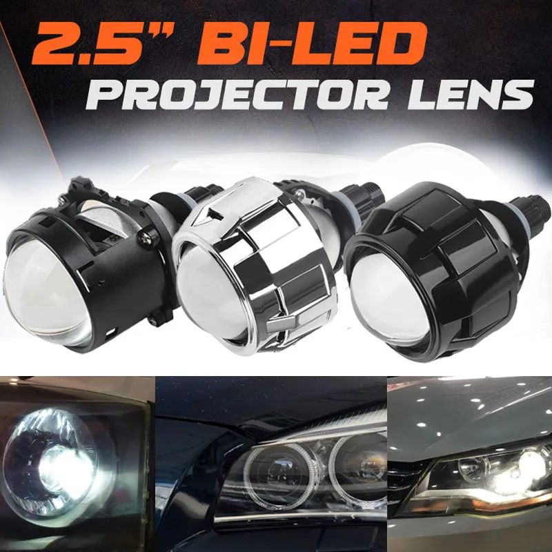 

2,5-дюймовый H4 H7 Bi-светодиодный объектив проектора Светодиодный налобный фонарь дальнего/ближнего света для H4 H7 9005 HB3 9006 HB4 Универсальная линза для фар Модернизация