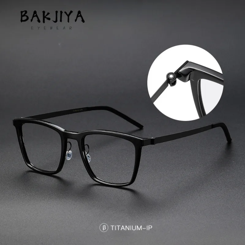 Denmark Brand Designer Retro Square Glasses Frame Men Fashion Acetate Titanium Screwless Eyeglasses Full Frame No screws Eyewear