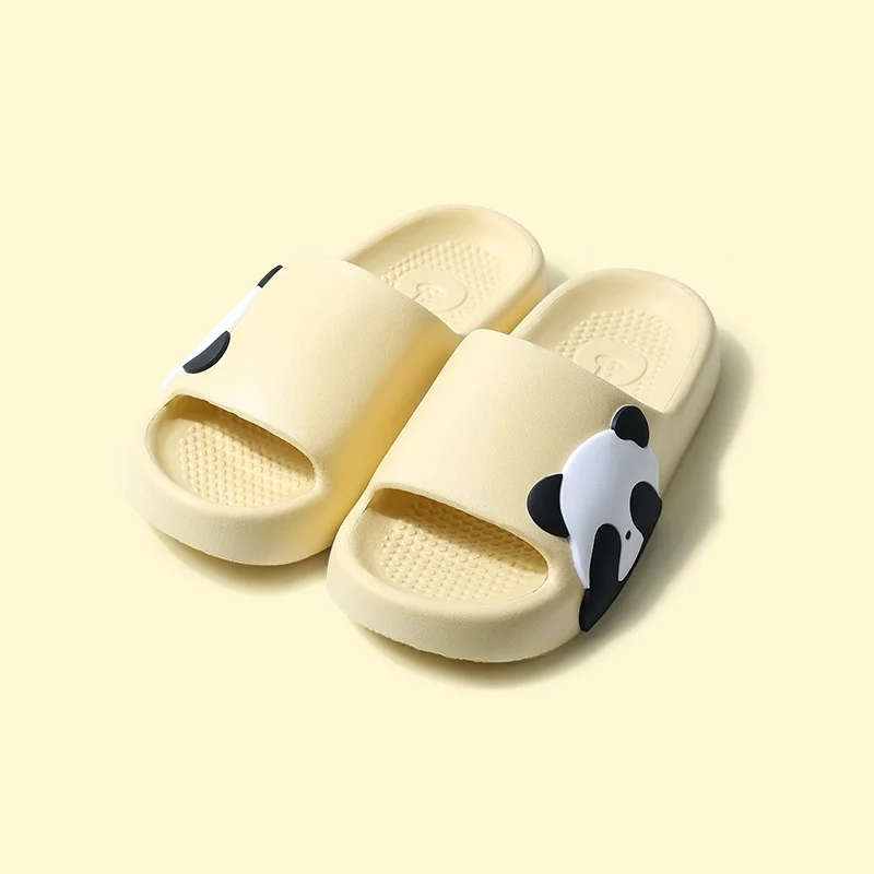 Lightweight non-slip bathroom slippers Cute Panda print women's slippers Cushioned Flat Casual soft soled couple home slippers