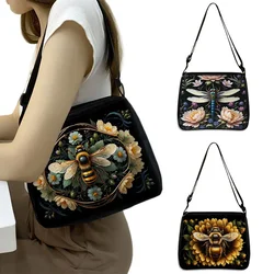 Cute Bee Dragonfly Print Crossbody Bag Honeybee Women Handbag Wallet Phone Storage Bag for Travel Fashion Messenger Bags Gift