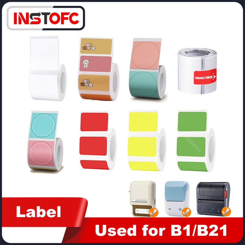 Niimbot Sticker Paper Roll For B21 B3S B1 B3S Thermal Printer White Transparent Round Square Label Jewelry Waterproof Anti-Oil