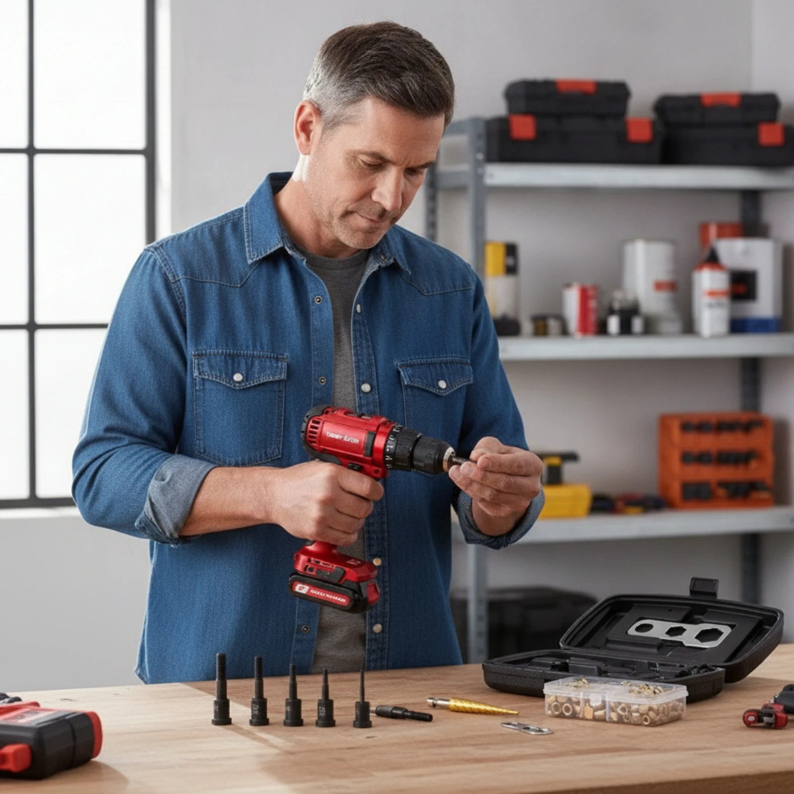 Rivet Adapter with Wrench Anodized Rivet Power Drill Adaptor Kit Riveter Attachment with Mandrels Hex Shank