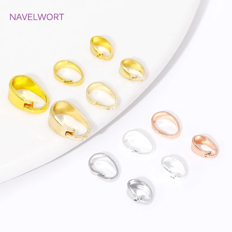 14K/18K Gold Plated Brass Pendants Pinch Bail Clips,Melon Seeds Charm Clasps Connector,For DIY Nacklace Jewelry Making Findings image 2