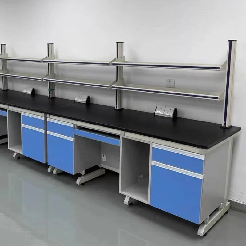 Laboratory Side Platform Central Station Reagent Rack Steel Glass Aluminum Glass PP Double Layer Drug Storage Rack