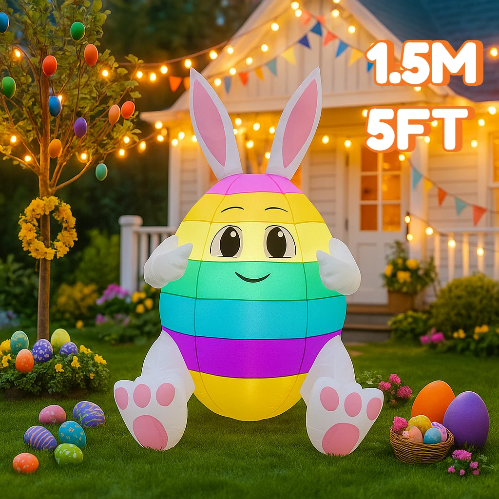 

1,5 м/5 футов пасхальные украшения «сделай сам», кроличье яйцо, счастливая Пасха, надувные уличные светодиодные фонари для садовых дворов, праздничные принадлежности