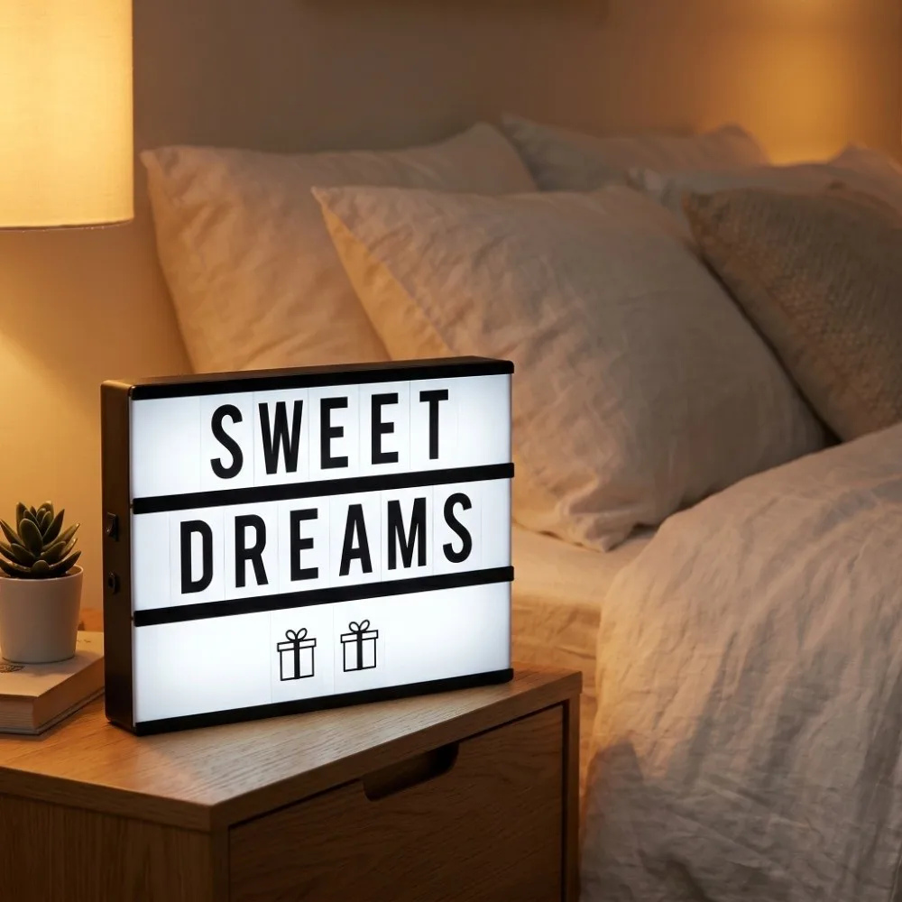 Practical A4 LED Light Black LED Message Board Reusable PP Light Sign Wall Decor