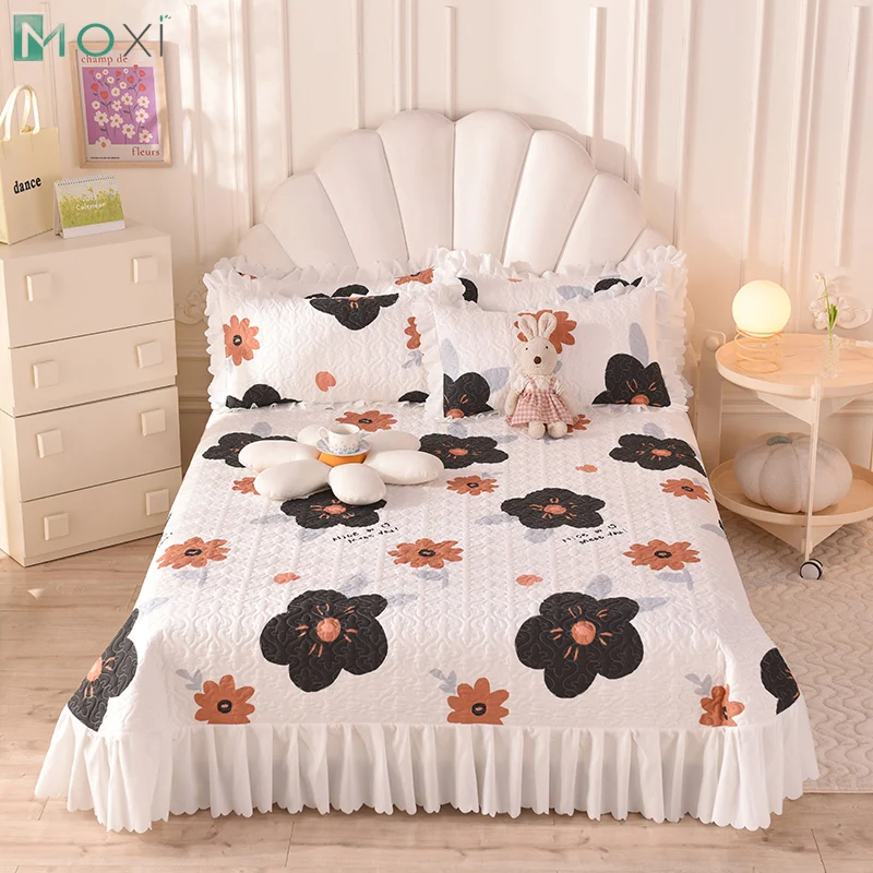 

Microfiber Queen Size Lace Bed Skirt Non-slip Cover for Girls Bedspreads Double Covers Bedspread The Beds King Size Sheet 1Pc