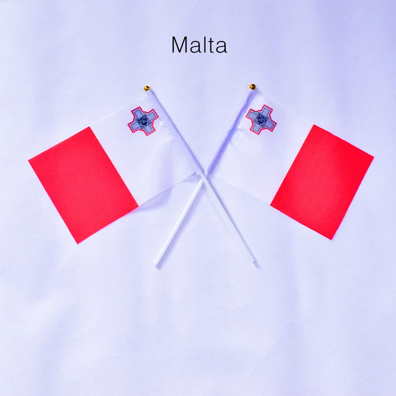 malta 14*21cm 10pieces Banner for meet Parade party Hand waving National Flag