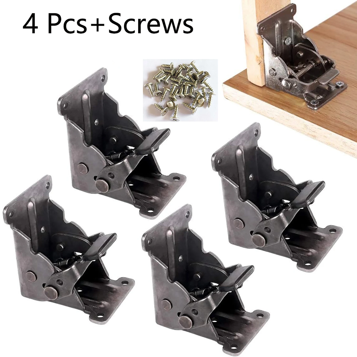 2 Pieces/4 Pieces 90 Degree Right Angle Thickeneded Self-Locking Foldableing Hinge Table Stool Foldableing Coffee Table Furniture Hinge Hardware Accessories Factory Direct Sales with Screws