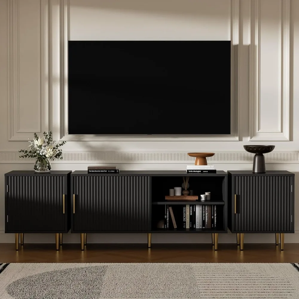 Centro de entretenimiento moderno para televisores de 50-80 pulgadas, soporte para TV con almacenamiento multimedia para televisores grandes