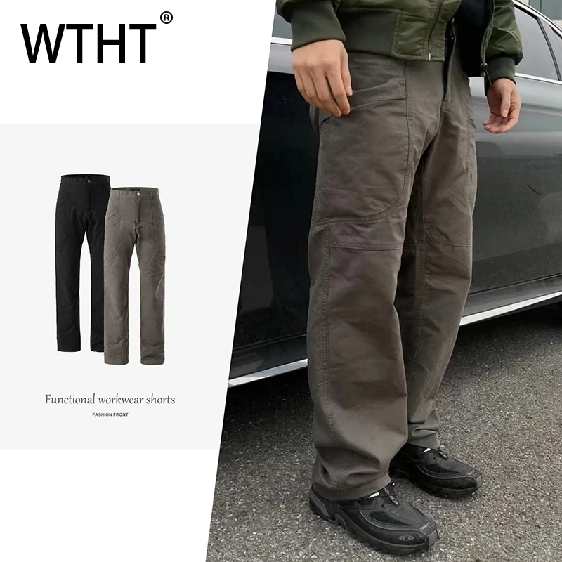 

WTHT Fashion Men's Spliced Deconstruct Pockets Cargo Pants Trendy High-waisted Wide Leg Trousers Male 2025 Autumn 2A2385