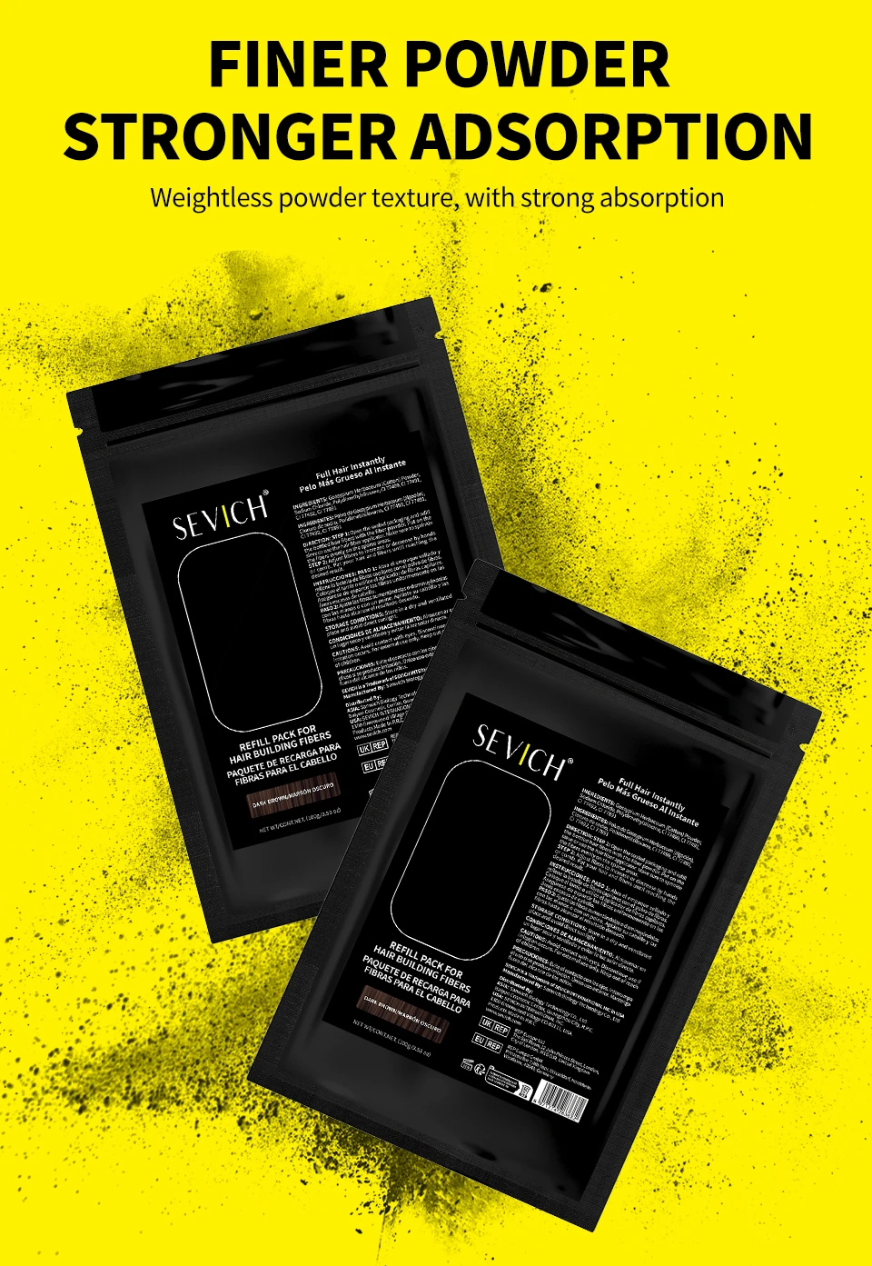 100g Universal-Haarverdichtungsfaser-Nachfüllbeutel, ultrafeines Haarverdichtungspulver, atmungsaktives Faserpulver für dünner werdendes Haar – Detail 3