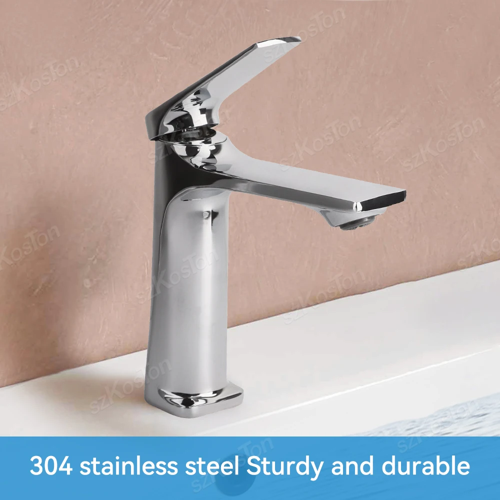 Silver Bathroom Faucet 304 Stainless Steel Sink Faucet Cold and Hot Water Outlet Kitchen Faucets Bathroom Accessories Taps