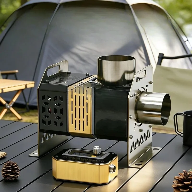 Portable Adjustable Firewood Stove Induced Draft Fan Outdoor Camping Tent Fireplace Smoking Ventilator Low Noise High Efficiency
