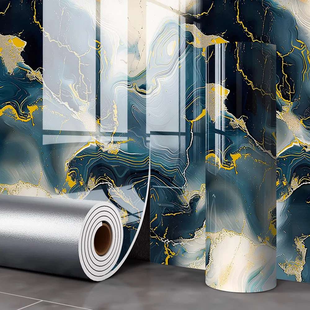 Self Adhesive Marble Wallpaper Waterproof Moisture Proof Faux Tile Wall Sticker for Bathroom Living Room Accent Wall Home Decor