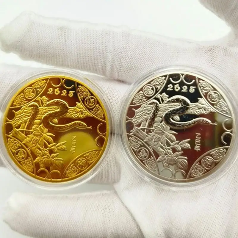 2025 New Year Of The Snake Commemorative Coin Chinese ZodiacMedals Coin Retro Gold silver Snake Collectible Coin Retro Coin