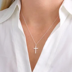Stainless Steel Cross Necklac Gold Silver Color Necklace for Women Men Exquisite Chain  Necklaces Jewelry Birthday Present