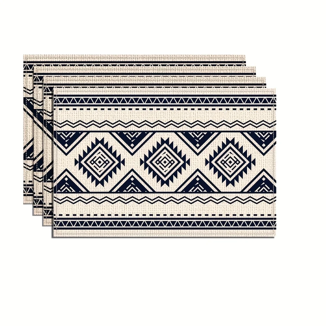 Ethnic Printed Placemats Bohemian Geometric Heat Resistant Table Decor Red Tone Home Dinner Rustic Family Dining Home Decor