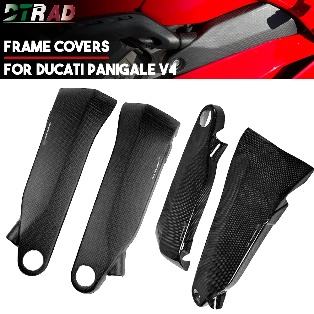 

For DUCATI Panigale V4 V4S V4R 2018-2023 Carbon Fiber Frame Covers Fuel Tank Side Panels Fairing Kit Motorcycle Accessories Logo