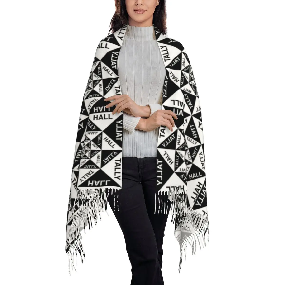 New 02 Tally Hall Band Logo Genre Indie Pop Scarf Tassel Scarves for Women Soft Warm Shawls and Wraps Long Winter Shawl Wrap