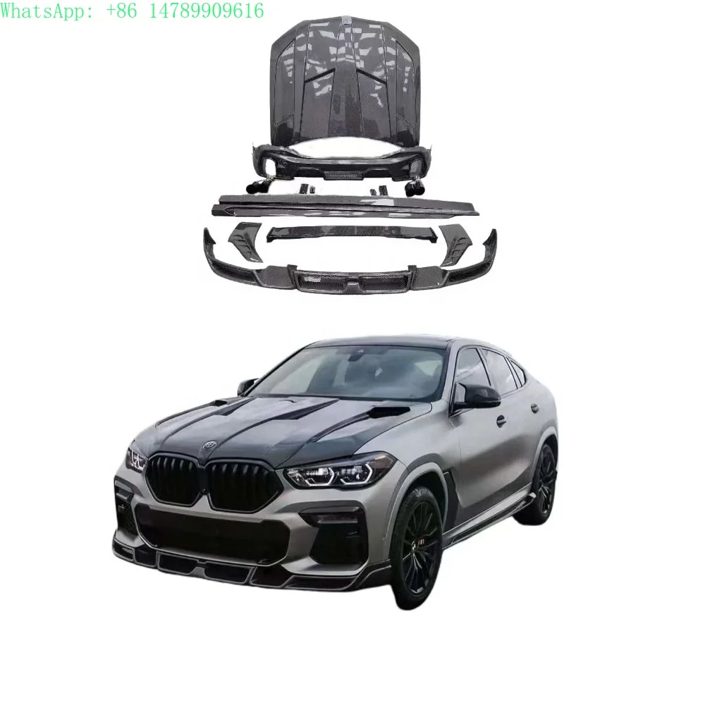 Extreme MakeoverBody Kit For X6 G06 Upgrade LD Style Auto Parts Side Skirts Rear Diffuser Front Lip Hood Spoiler Carbon Fiber X