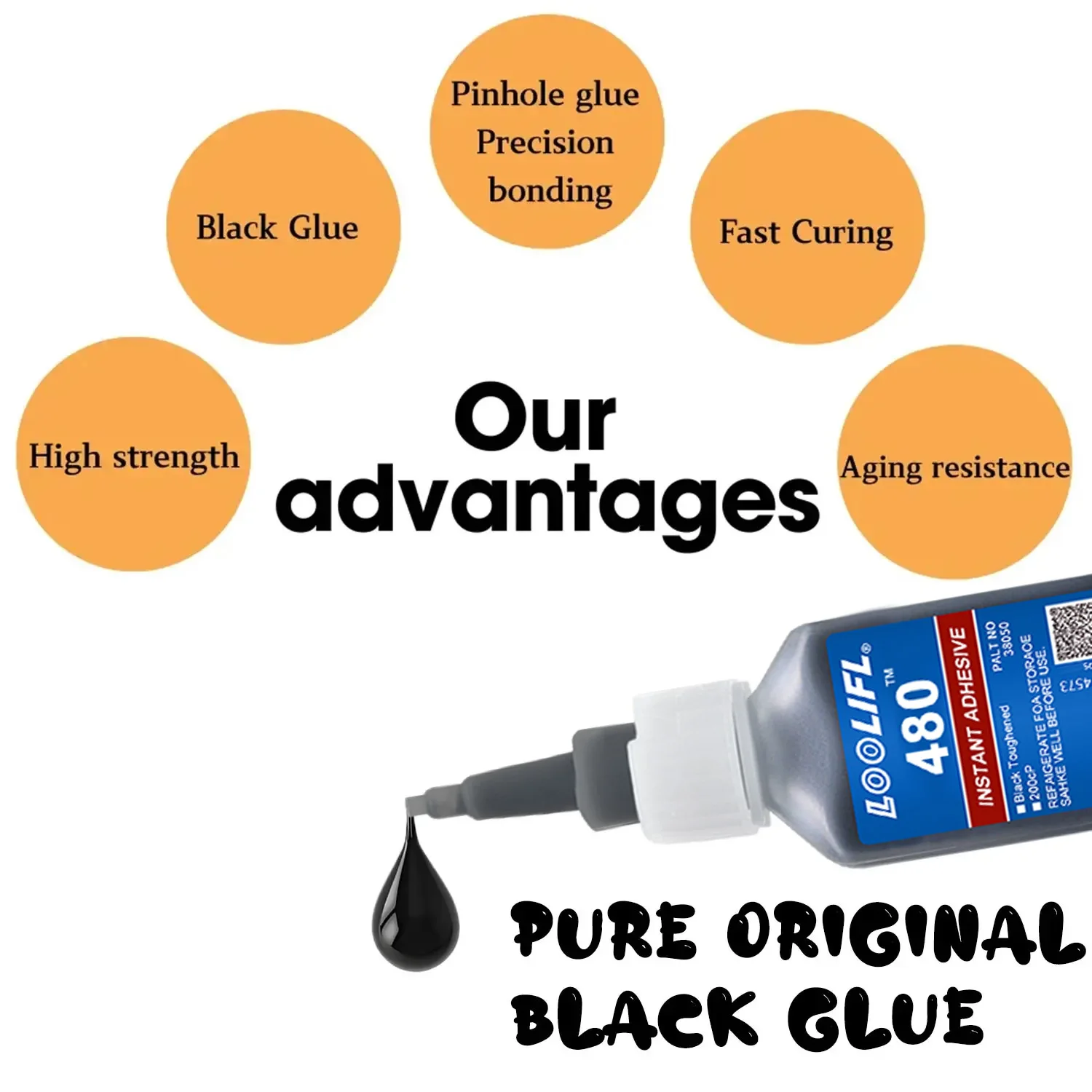 Loolifl-Newly Upgraded 480 Black Super Glue, Strong Adhesive, Bonds in 10 Seconds, Suitable for Tire Repair, Restoration of Black Objects, and'Blackening Fusion', Black Flexible Glue, High-Quality Universal Glue