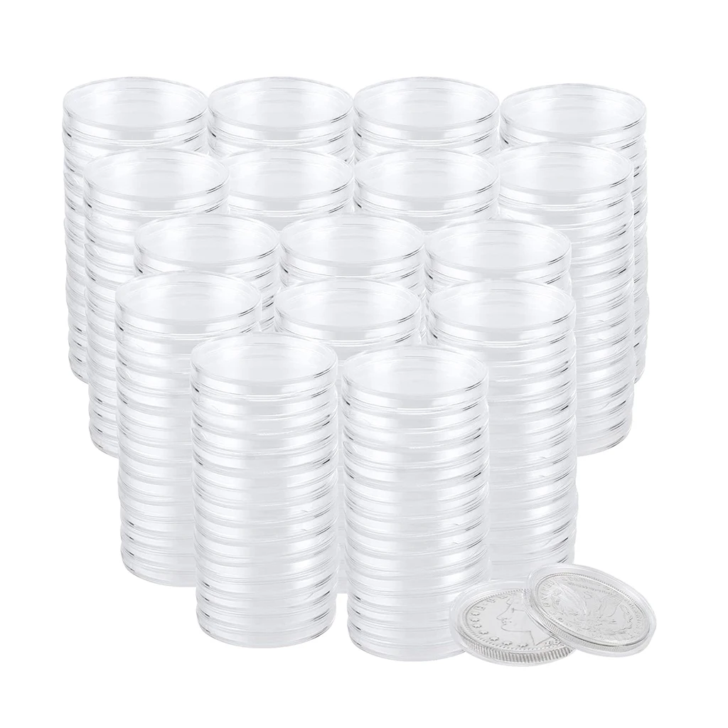 10Pcs Transparent Coin Capsules Cases 50mm Inside Diameter Coin Cases Storage Box for Coin Holder Collection Supplies