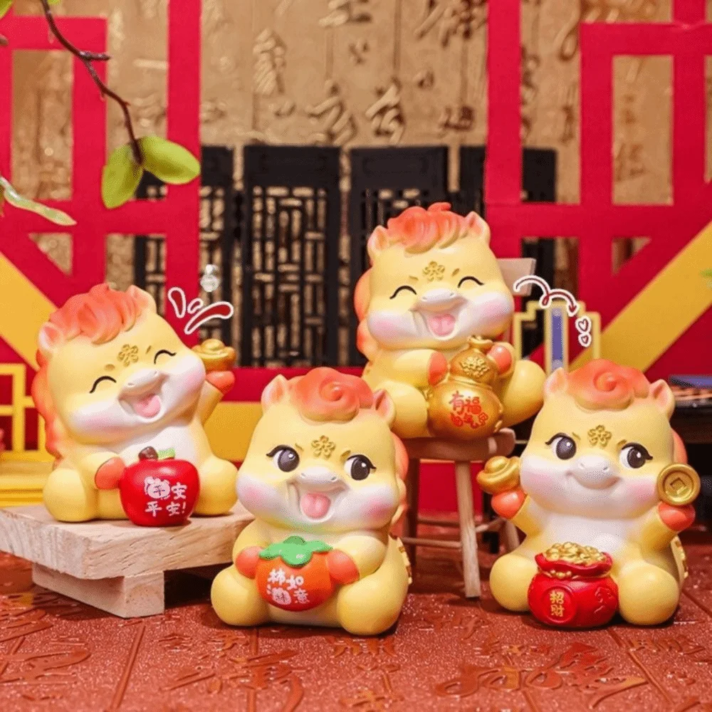 

Cute Cartoon Horse Year Mascot Mascot Blessing Words Zodiac Horse Ornament Resin Chinese Style Desktop Decoration Office