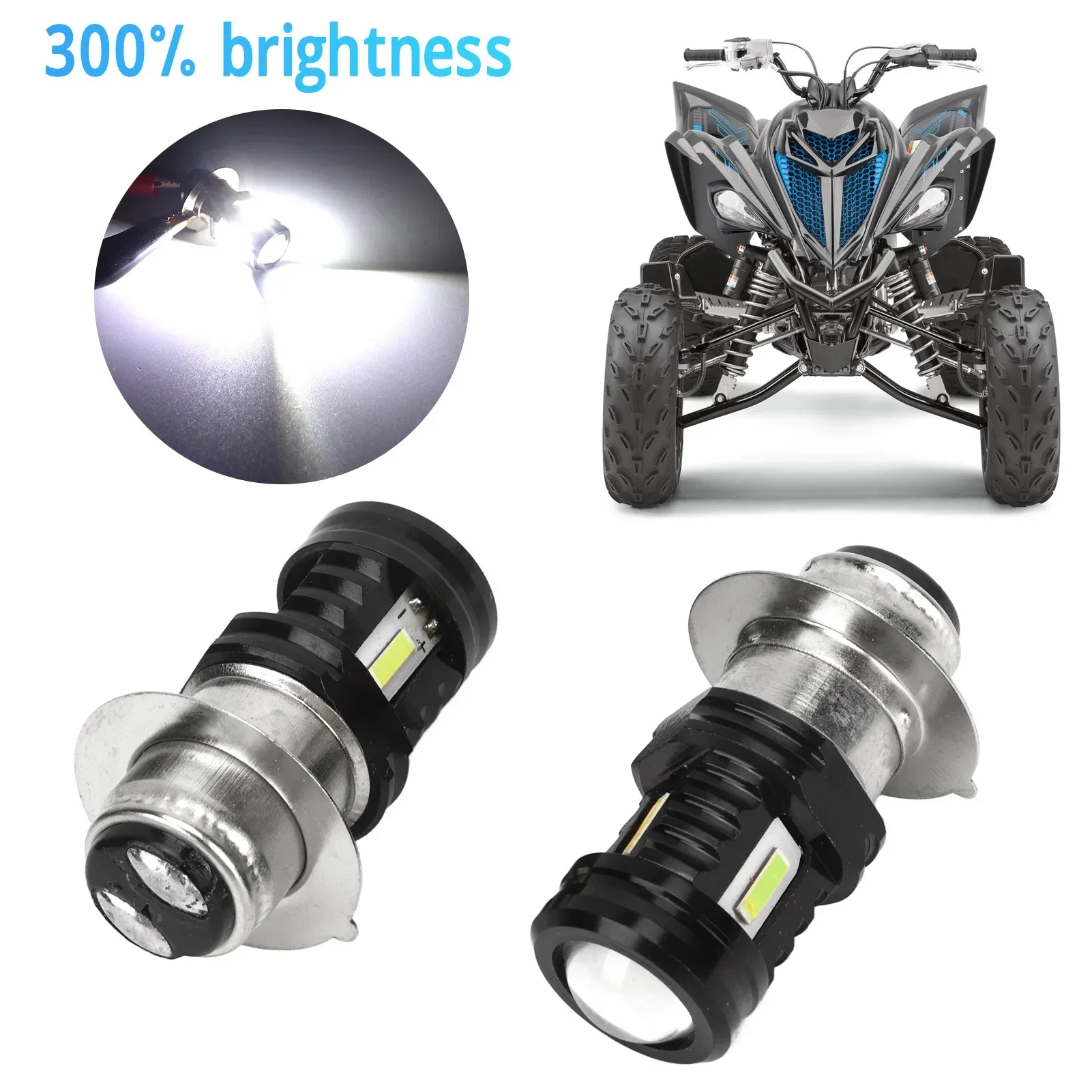 2Pcs Motorcycle ATV LED Headlight Bulb H6/P15D 120W High And Low Beam Headlight for Yamaha ATVS YFM350 400 450 660 700 Raptor