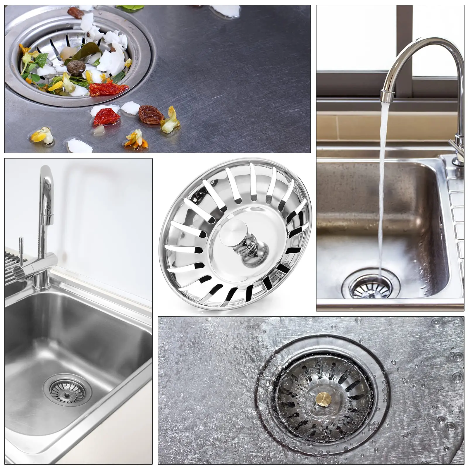 2.0 Kitchen Sink Plug Strainer Thicken Stainless Steel Sink Plugs and Strainers for UK Sinks, Hole Diameter 78mm,  84mm (84mm)