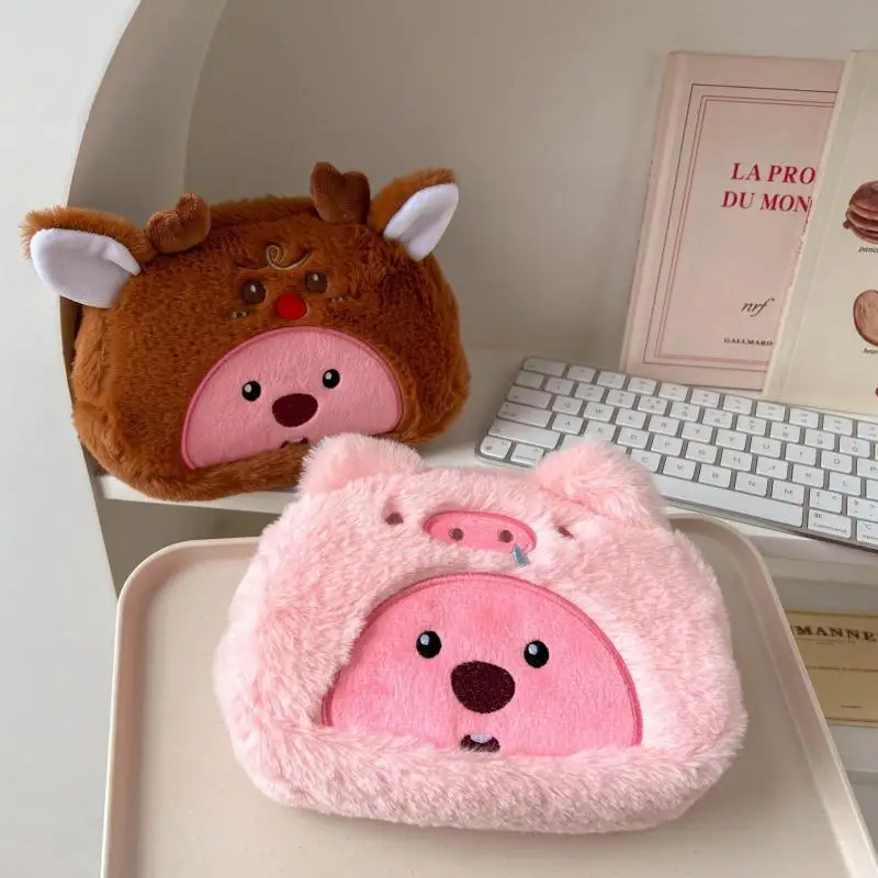 Kawaii Cross-Dressing Loopy Plush Pencil Case Ins Cartoon Sanrio Hangyodon Little Beaver Pen Bag Stationery Bag Makeup Bag Gift