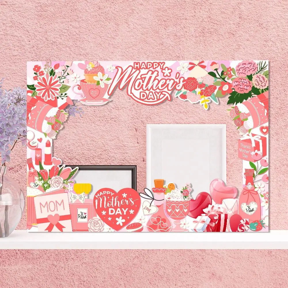 

Romantic Mother's Day Photo Booth Props Handmade Paper Best Mom Ever Photo Frame Festival Dress Up Mask