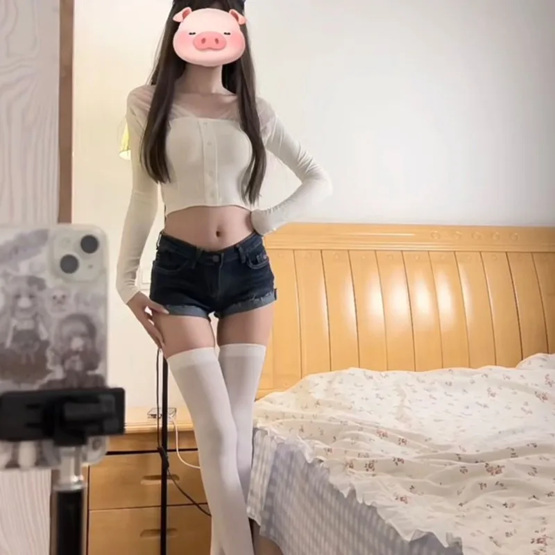Woman Y2k Low Waist Streetwear Trashy Jeans Summer Harajuku Sexy Low Waist Hot Pants Vintage Deep Blue Denim Stacked Shorts
