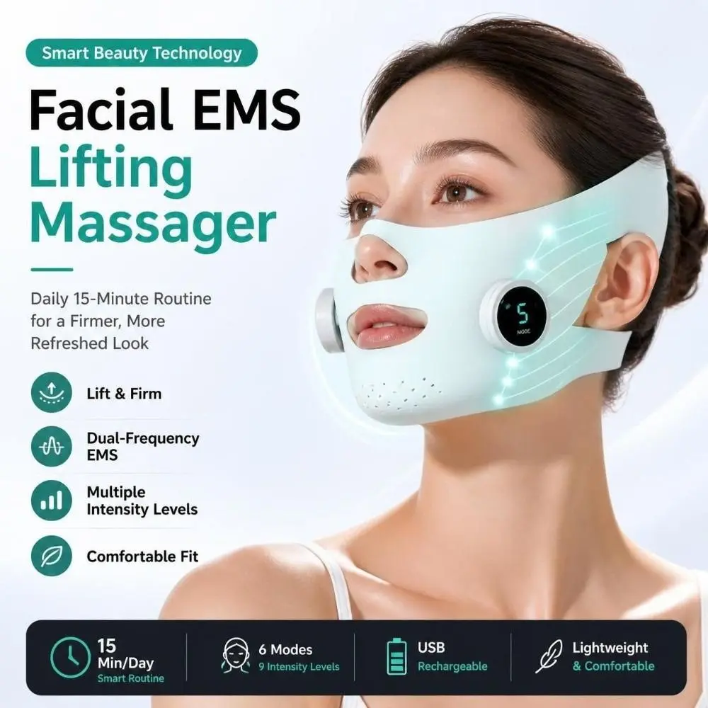 Electric Facial EMS Lifting Machine Breathable Adjustable Intensities V Line Lift Belt 9 levels Lift Up Facial Massage Strap