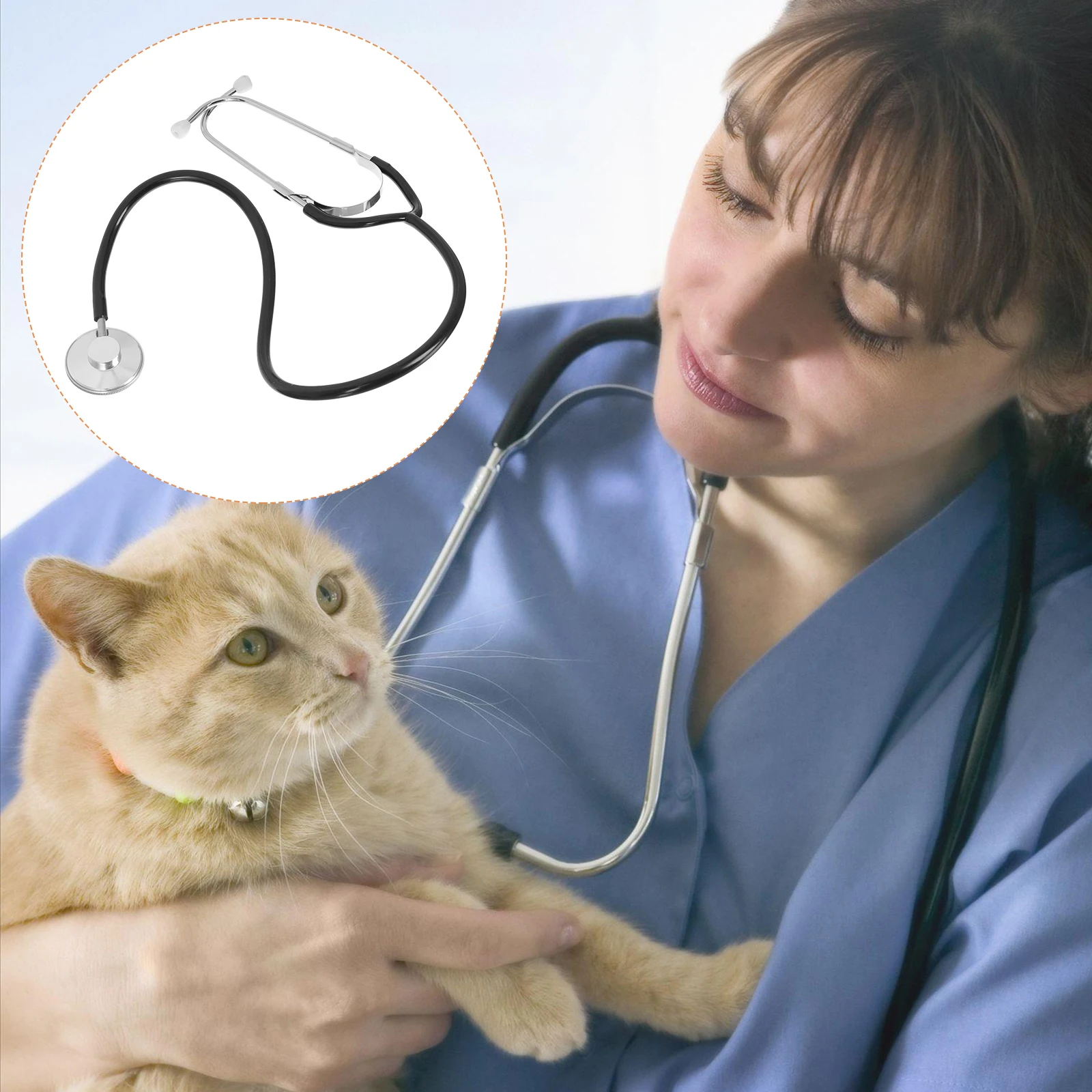 Professional Veterinary Stethoscope Stainless Steel Lightweight for Cats Dogs Sheep Pigs Cows Noise Removal
