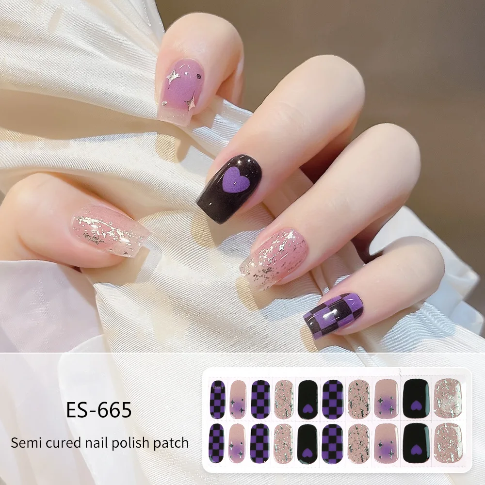 

Полуотвержденные гелевые наклейки для ногтей с 20 наконечниками для УФ-лампы, дизайнерские клейкие гелевые наклейки для ногтей Mancier Fashion, слайд для ногтей с УФ-лампами