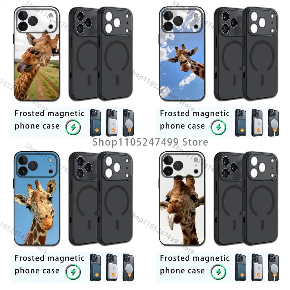 

Cute Funny Animal Giraffe Phone For iPhone 17,12,11,16,15,13,14,Pro,Max,Plus,Mini, For Magsafe,Magnetic Wireless Charging Case
