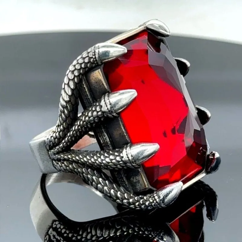 New Retro Exaggerated Claw Zircon Ring Men's Punk Ring, Trendy Hip-hop Personality Fashion Jewelry for Stylish Daily Wear