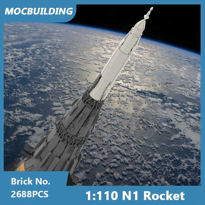 

Конструктор MOC масштаб 1:110, модель ракеты N1 (N-1), серия космоса, сборные кирпичи для творчества, коллекционные игрушки, подарки, 2688 шт.