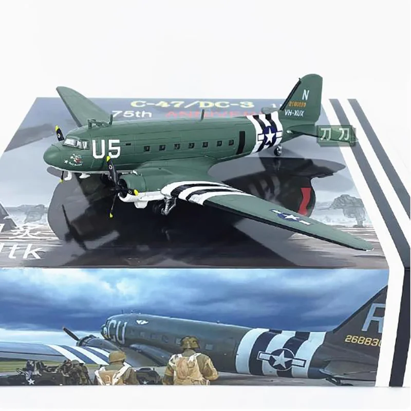 1:100 Scale United States Military Aid China Hump Route C47 Transport U5 Aircraft Model Alloy Glue-Free Display Collection