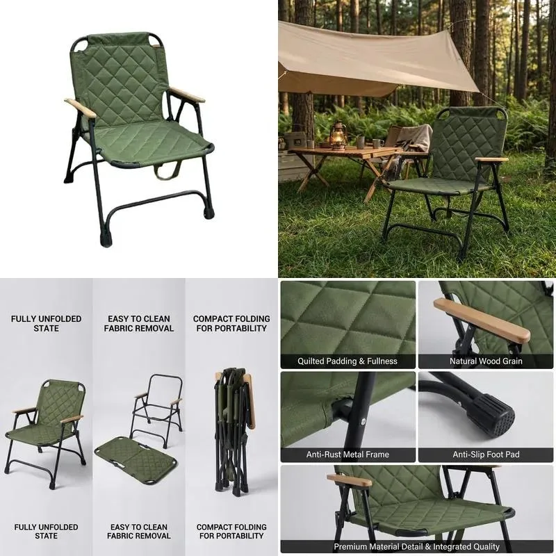 High-grade aluminum folding chair outdoor portable table and chair quilted Kermit chair picnic beach camping park